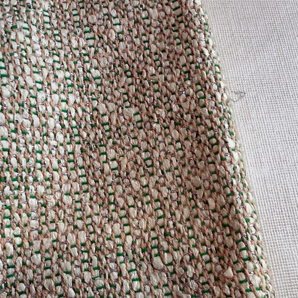 J. Crew Women's Cream Green Trim Tweed Mini Skirt Lined Back Zip Size 00 - Picture 13 of 15